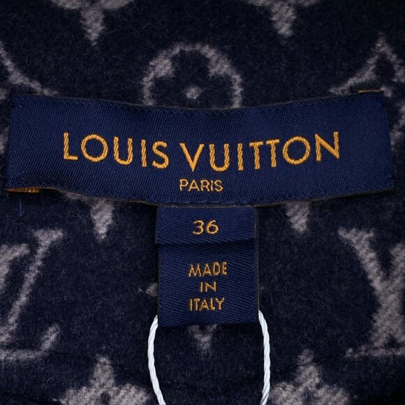 Louis Vuitton Womens Wool Lapel Zip-Up Jacket Dark Blue Size 36 XS Made In Italy - Picture 6 of 8